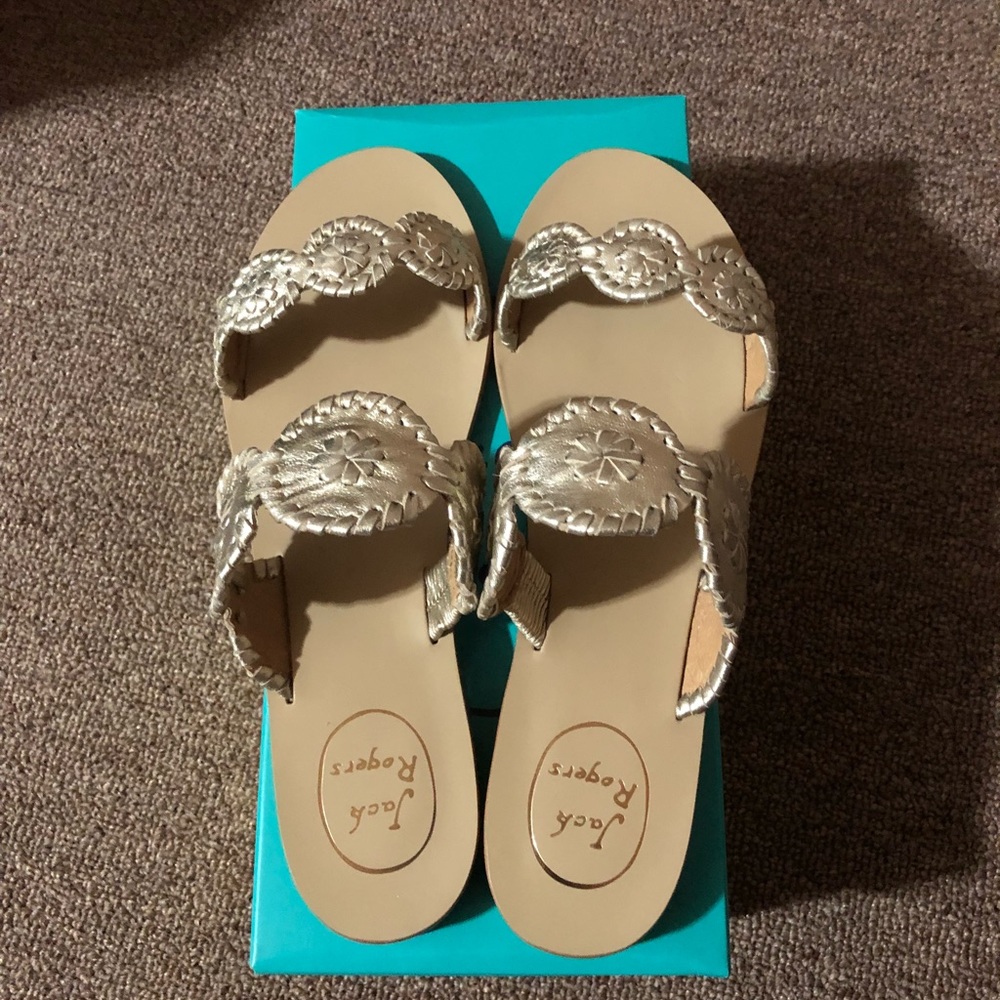 Jack Rogers Lauren Sandal Platinum New